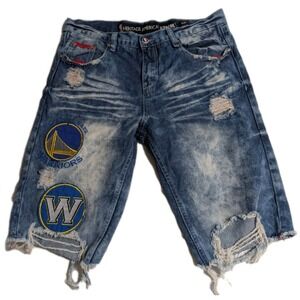 UNK NBA Golden State Warriors Distressed Denim Shorts W36 Heritage America...